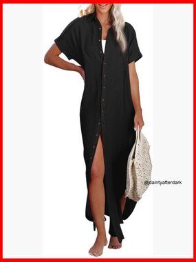 Polyester Swimsuit Coverup Cardigan with Side Split